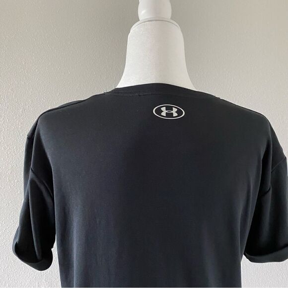 Under Armour Womans Heatgear Workout Top Black Rolled Sleeves SZ S - Picture 8 of 13